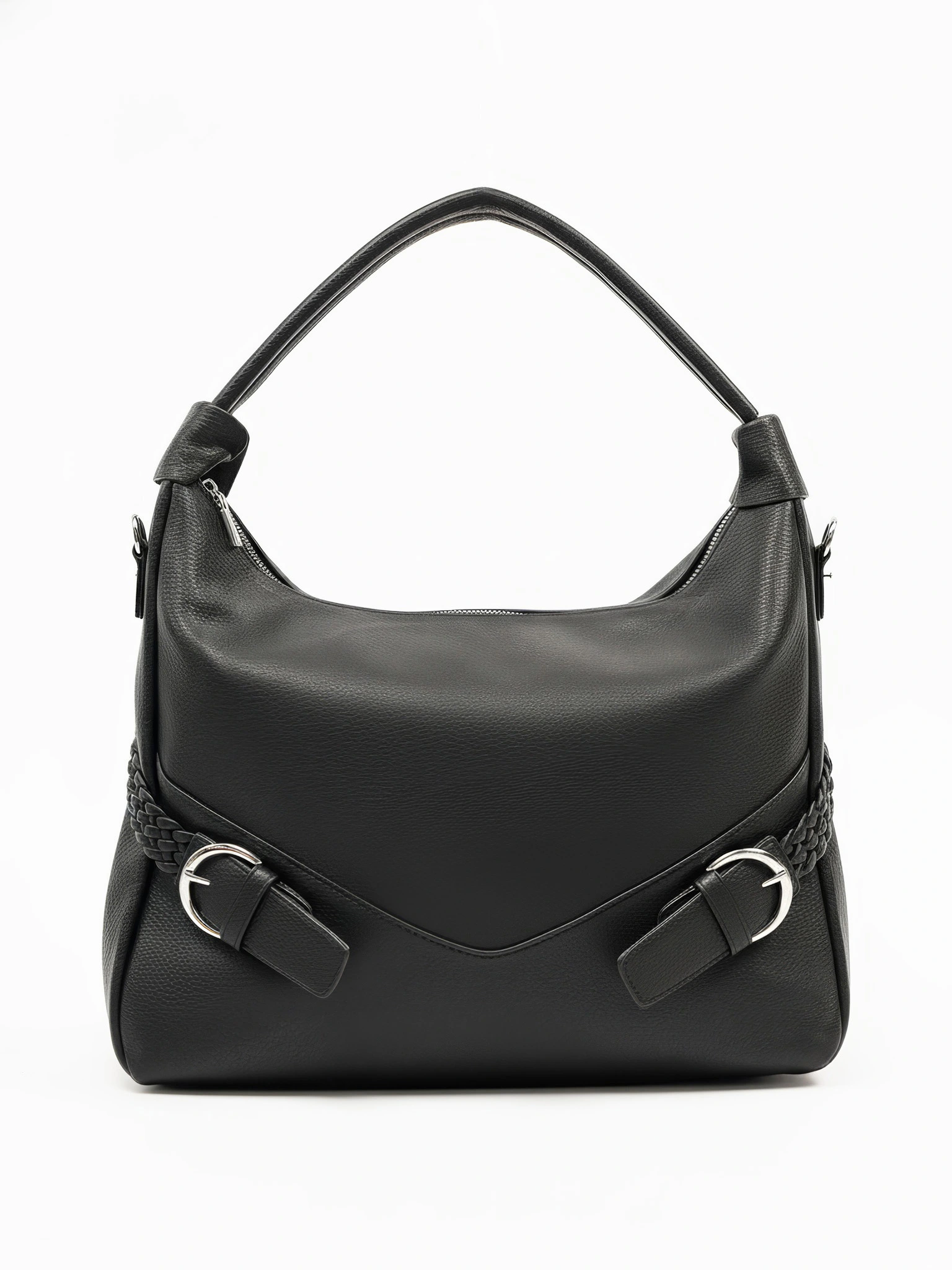 Сумка-шоппер с плетеными ремешками по бокам в ассортименте